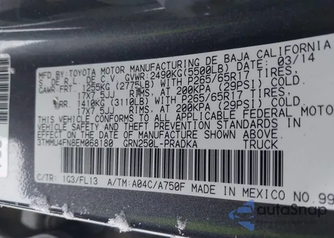 2014 Toyota Tacoma Base V6 from USA, damaged, VIN 3TMMU4FN8EM068180